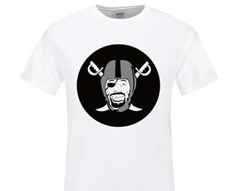 White T Shirt with Raider face logo